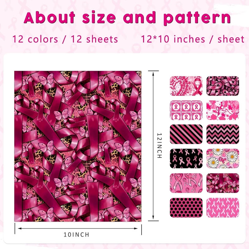 Tintnut Black Pink Ribbon Sublimation Ink Transfer Sheets - 12 Sheets 12"x10"Pink Ribbon Pattern Sublimation Transfer Paper Bundle for DIY Mugs, Tumblers, Key Chain, T-Shirts - Image 3